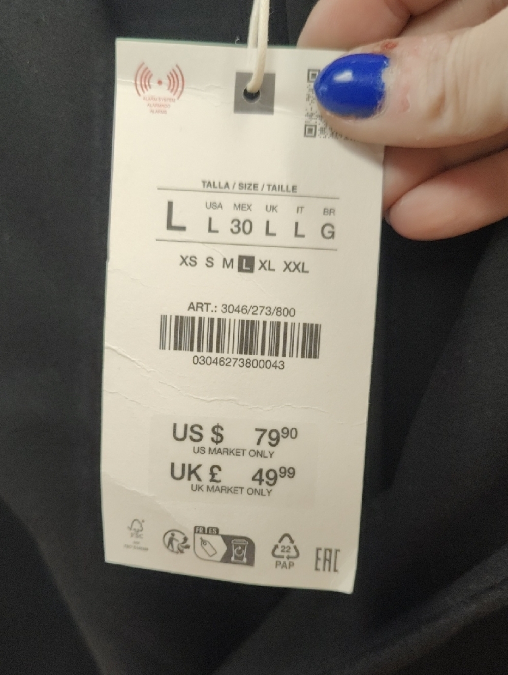 Zara Black Hooded Double-Breasted Belted Coat - Picture 3 of 8